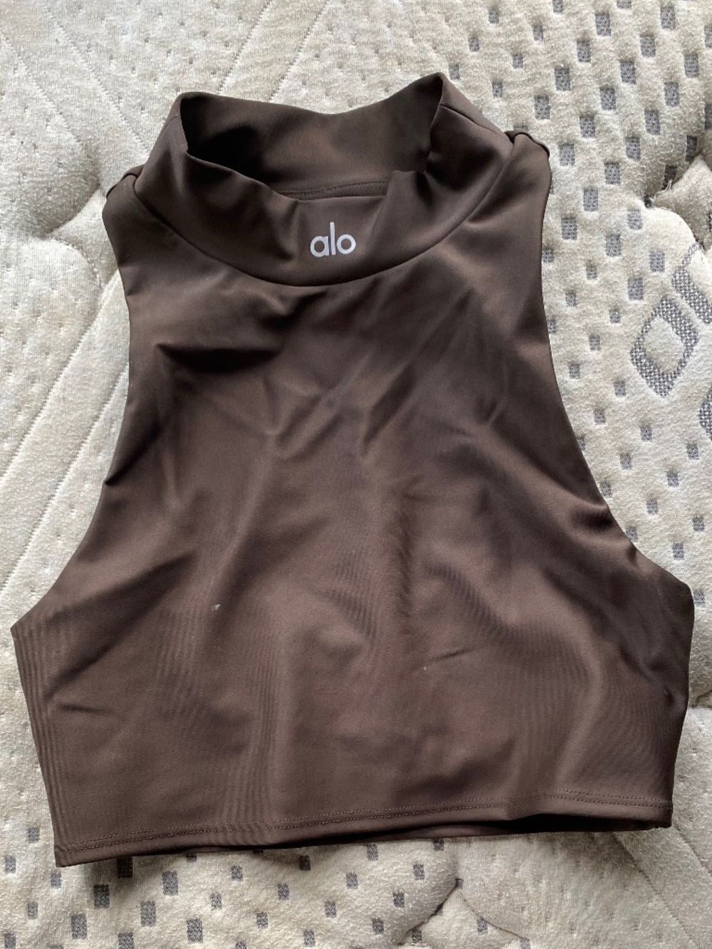 Alo Yoga Brown High Neck Sleeveless Bra Top